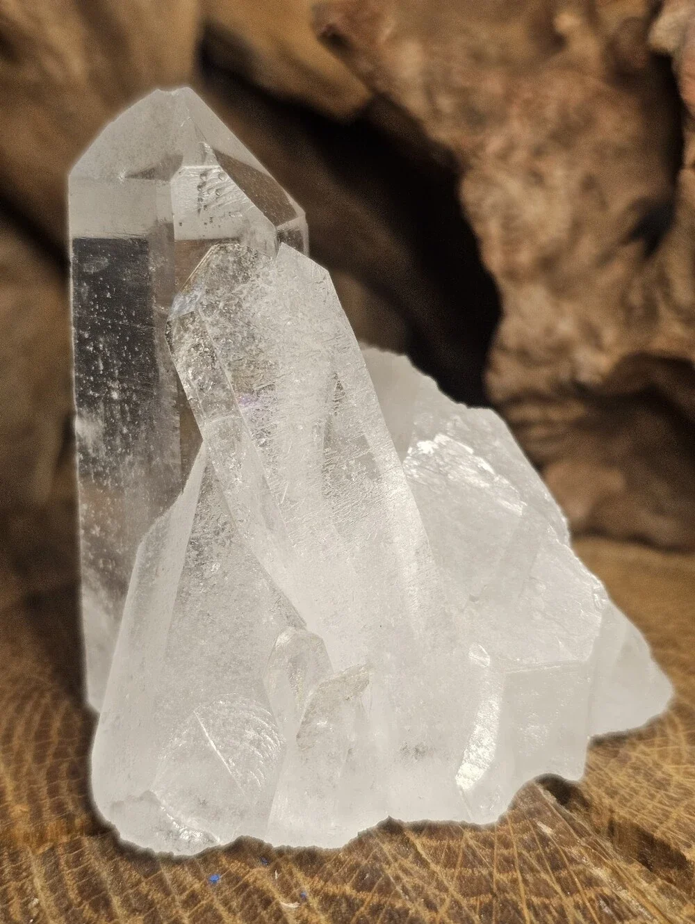 Rare Brazilian Rainbowy Clear Quartz Crystal Cluster - Translucent White Crystal